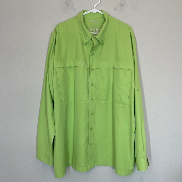 Gameguard Outdoors Shirt Men's 2XL Green Button Down Long Sleeve Vented Fishing - Picture 1 of 11